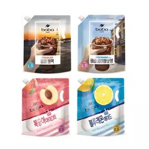 바바 4종 혼합(복숭아, 블루레몬, 블랙, 헤이즐넛) 1500ml 각 1입