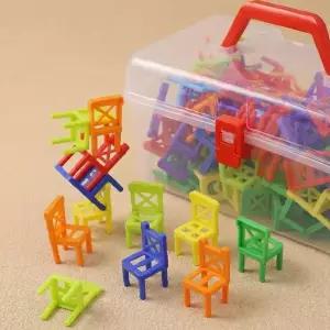 균형 쌓기 100p 의자 블록 집중력 향상 테이블 게임 가족 모임 실내 놀이용품