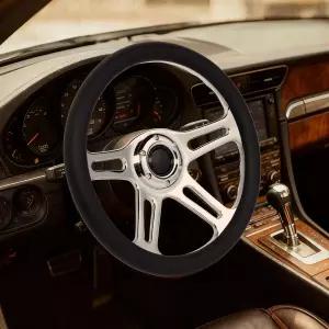 팬파워 14인치 스티어링 휠 350mm 4-스포크 6-볼트 크롬 도금 알루미늄 합금 딥 접시 70mm 레이싱 자동차용