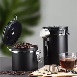 [블루마켓]VENT 304스텐 타임다이얼 원두커피통 TBEAN185 블랙 정리함 보관함 수납함 미니 티박스