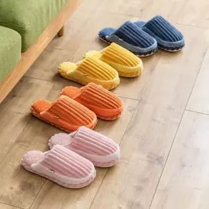 스트라이프 심플 실내화 여자 털 남자 겨울 극세사 여자 실내화 따뜻한