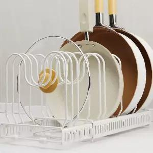 주방 수납 선반 길이조절 냄비 뚜껑 도마 접시 거치대 싱크대 정리 주방용품 보관함