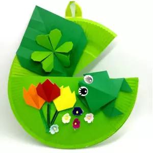 5인용 봄꽃 개구리 액자만들기 종이접기 꾸미기 종이접시 교재 성인 교육 선물