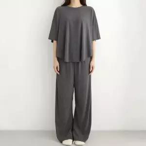 나나 반팔 봄 루즈핏 레이온 바지 골지 원마일웨어 트레이닝세트 유넥 간절기 캐주얼 미시