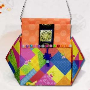 5인용 복주머니핸드백만들기 전통문양 종이접기 선물가방 기관 쉬운 교육교구