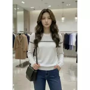 [롯데백화점]SOUP 두줄 배색 포인트 긴팔니트  SC4LK411