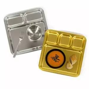 스텐 4칸 트레이 나눔 접시 간식식판 스테인리스 디저트 그릇 캠핑 레스 성인 용식기 돈까스