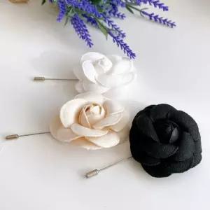 3가지 컬러 택1 실버핀 카멜리아 부토니에 브로치 sQK7+3waG