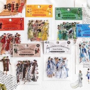 40pcs 빈티지 패션 레이디 스티커 팩 콜라주 정크 저널 플래너 장식 종이 인형 앨범 스크랩북 재료