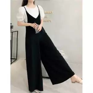 통치마바지 끈나시 점프슈트