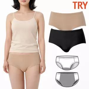 트라이 면스판60수 생리팬티 위생팬티 방수포 덧댐 초경 월경 2매 세트