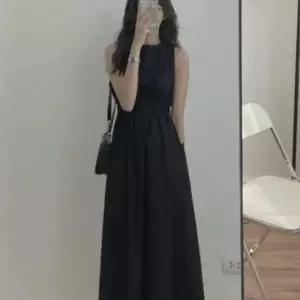 [신세계라이브쇼핑][옷자락] 여성 라운드넥 셔링 허리밴드 플레어 롱 드레스