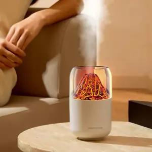 (웰스온) 볼케이노 USB 무드등 가습기 V2 (250ml) (화이트)휴대용 책상 작은 미니등 등가 조명 불멍 사무실