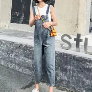 베이직 데님 점프슈트 멜빵팬츠 어깨 끈조절 체형커버 NNa5+6cEV