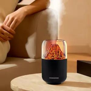 (웰스온) 볼케이노 USB 무드등 가습기 V2 (250ml) (블랙)휴대용 책상 작은 미니등 등가 조명 불멍 사무실