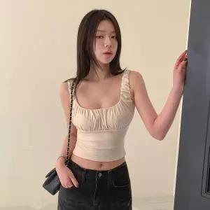 /옷자락 여자 봄여름 시원한 베이직 크롭 나시