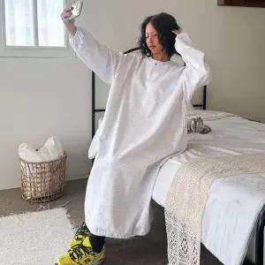 /옷자락 여자 빅사이즈 퍼프 롱원피스