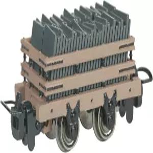 바흐만 트레인 - 토마스 프렌즈TM 하중이 있는 협궤 슬레이트 왜건 TAN N 스케일 트랙에서 주행하는 HO