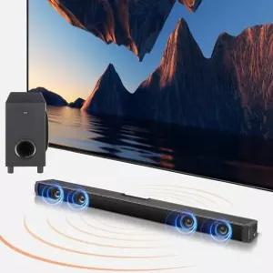 고출력 사운드바+서브우퍼 2.1 분리형 오디오 블루투스 시네마틱 저음강화 파노라마 사운드 광 AUX 리모컨-K8