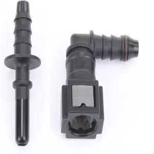 AC 성능 플라스틱 연료 퀵 커넥터 여성용 1/4인치 튜브에서 남성용 5/16인치 바브 90도