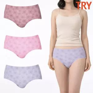 트라이 할머니팬티 엄마팬티 삼각 맥시 순면 면100 패션 꽃무늬 삼각 3매 세트