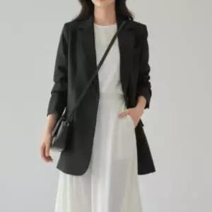 여성 폴리스판 싱글버튼 간절기 롱코트