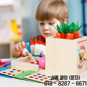 6 in 1 나무 몬테소리 장난감 놀이 키트 개체 영속성 상자 동전 당근 수확 모양 분류기 공 드롭