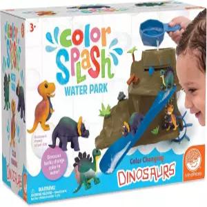 마인드웨어 공룡 컬러 스플래시 워터파크 욕조 놀이 세트 - 색이 변하는 피규어가 있는 인터랙티브 목욕