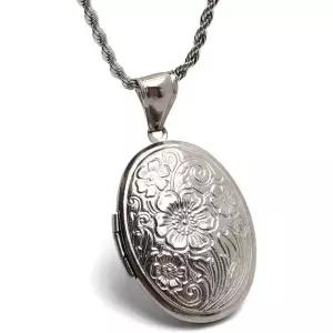 11428085 남자 목걸이 패션 가벼운 심플 silver KYASYA 스테인리스 로켓 펜던트 큰 사이즈 사진 삽입 플라