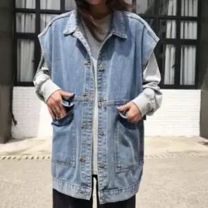 여성 캐주얼 오버사이즈 데님 레이어드 조끼