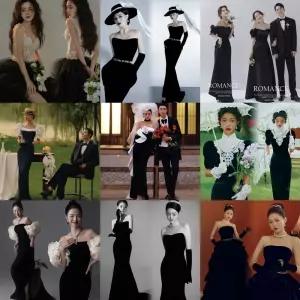 블랙 파티드레스 셀프 웨딩 피로연 A 웨딩촬영 사진