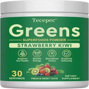 슈퍼 그린 파우더 슈퍼푸드 스피룰리나 클로렐라 적응제 및 섬유질 소화 효소 여성 남성의 팽만감 장 을