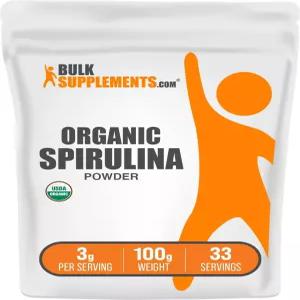 BulkSupplements.com 스피룰리나 파우더 - 슈퍼푸드 그린 허브 보충제 친화적 1회 제공량 3g 100g