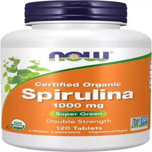NOW 식품 보충제 인증 스피룰리나 1000mg(두 배 강도) 베타카로틴(비타민 A) 및 자연 발생 GLA가 풍부한