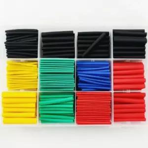 케이블 전선 보호 커버 전기선 보호관 튜브 530개입수축 고무 열고무 열수축 열 본드 세트 블랙 모듬