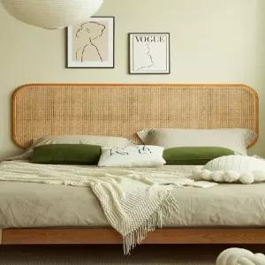 라탄 헤드보드 천연 휴양지 심플 퀸 우드 타입 플로어 보드 침대 등나무 북유럽풍 프레임