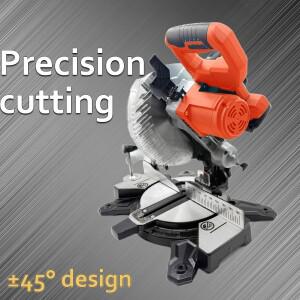 전문가용 무선 마이터쏘 | 45 ° 레이저 가이드를 사용한 이중 경사 절단 알루미늄 목재 및 플라스틱 마키