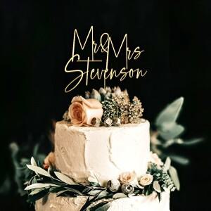 맞춤형 웨딩 케이크 토퍼 Mr and 기념일 레이저 컷 나무 아크릴