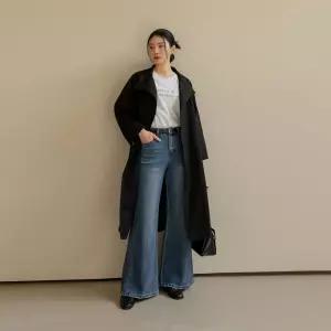 [에데르] 데치 하프넥 스트랩 롱 코트