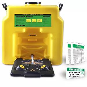 이지캐쉬 14Gal 휴대용 안약 스테이션 OSHA 승인 옐로우 표지판 및 태그 2개 벽걸이형 중력 흐름 실내/외