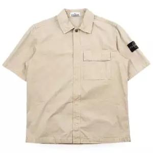 MUST IT_스톤 남성 와펜 체스트 포켓 반팔 오버 셔츠 자켓 베이지) L1S15 1200031 S00WN V019A