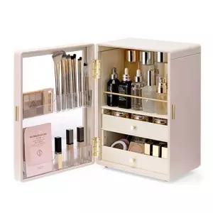 가죽 화장품 정리대 보관함 진열대 수납 우드 서랍