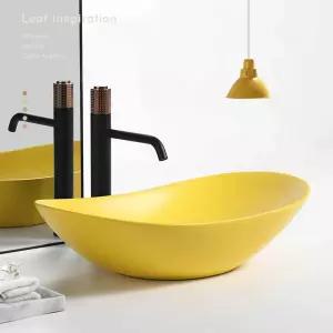 옐로우 디자인 탑볼 세면대 소형 세면기 건식 원형