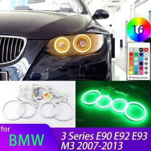 BMW 3 시리즈 E90 E92 E93 M3 2007-2013 액세서리 고품질 16색 RGB 코튼 LED 엔젤 아이 링 주간 주행등