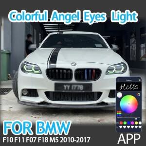 멀티 컬러 RGB 링 M4 스타일 라이트 LED 엔젤 아이즈 키트 (앱 제어 포함) BMW 5 시리즈 F10 F11 F07 F18 M