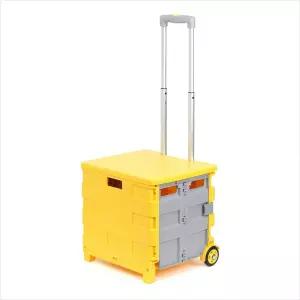 살림감성 접이식 쇼핑카트 박스 35L 옐로 장바구니 무빙카트