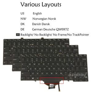 DELL Latitude 7400 5411용 독일어 - 미국식 덴마크어 노르웨이어 키보드 0RN86F 0GJXGM 0X99GR 0VWKCT 0V2