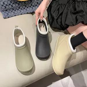 포인트 패션 텃밭 짧은 작업용 용 여성 숏 설거지 배색 레인슈즈 [fAA7BD0]