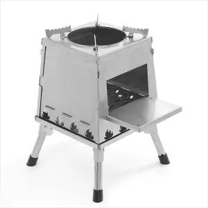 해피캠핑 접이식 화목난로 26X34CM 실버 캠핑용 미니 난방용품 야외용
