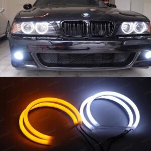 BMW 5 시리즈 E39 525i 530i 링 듀얼 컬러 고품질 밀크 화이트 옐로우 스위치 백 코튼 엔젤 아이 라이트